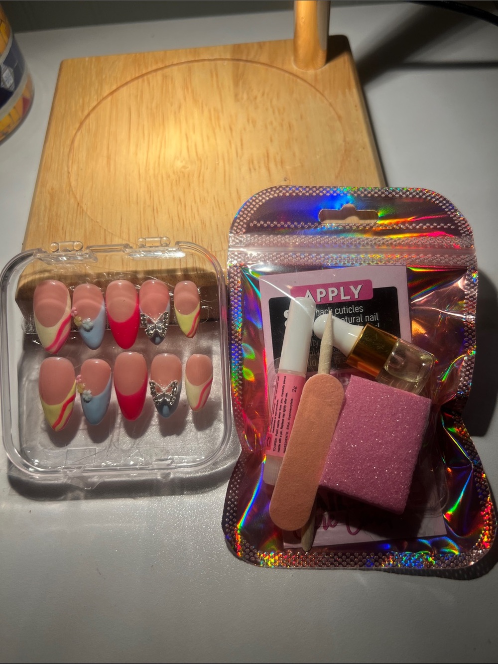 Handmade butterfly press-on nail kit